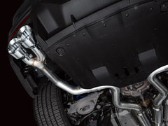 AWE Track Edition Exhaust for S650 Ford Mustang Dark Horse - Quad Chrome Silver Tips - Mounted