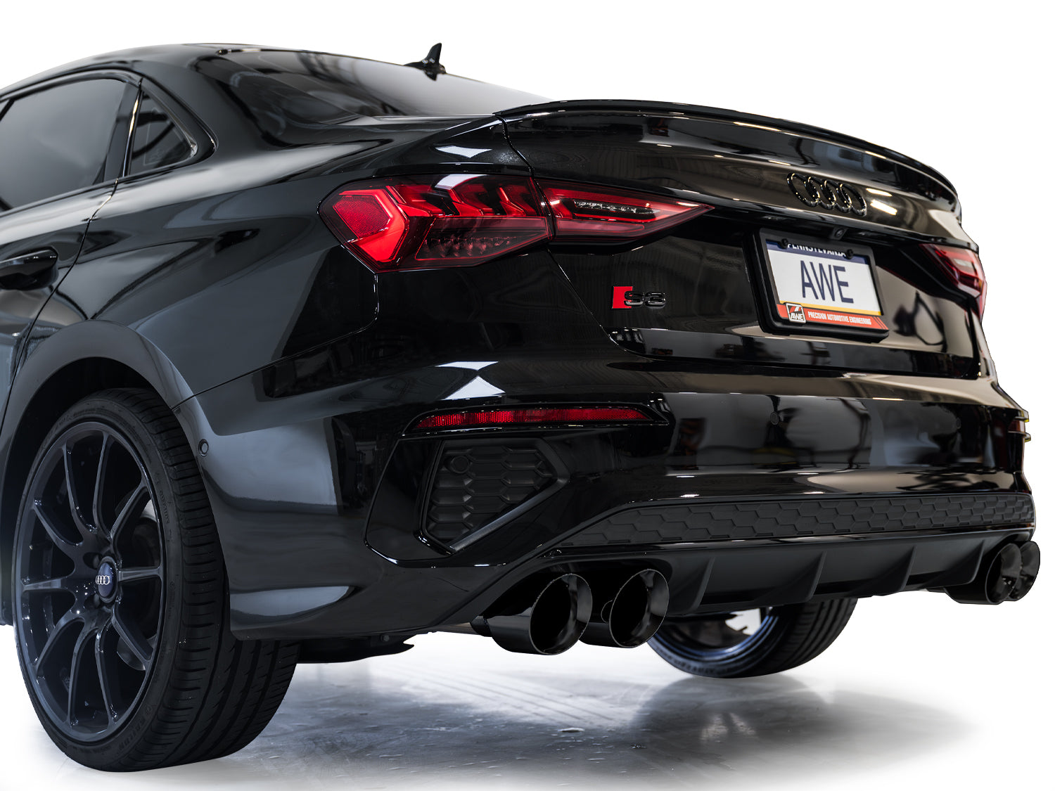 AWE Touring Edition Exhaust for Audi 8Y S3 - Diamond Black Tips - Mounted