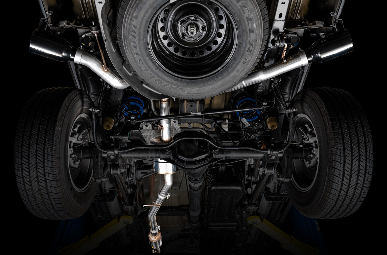 AWE Tread Edition Catback Dual Exhaust for Jeep JT 3.6L - Diamond Black Tips - out of package
