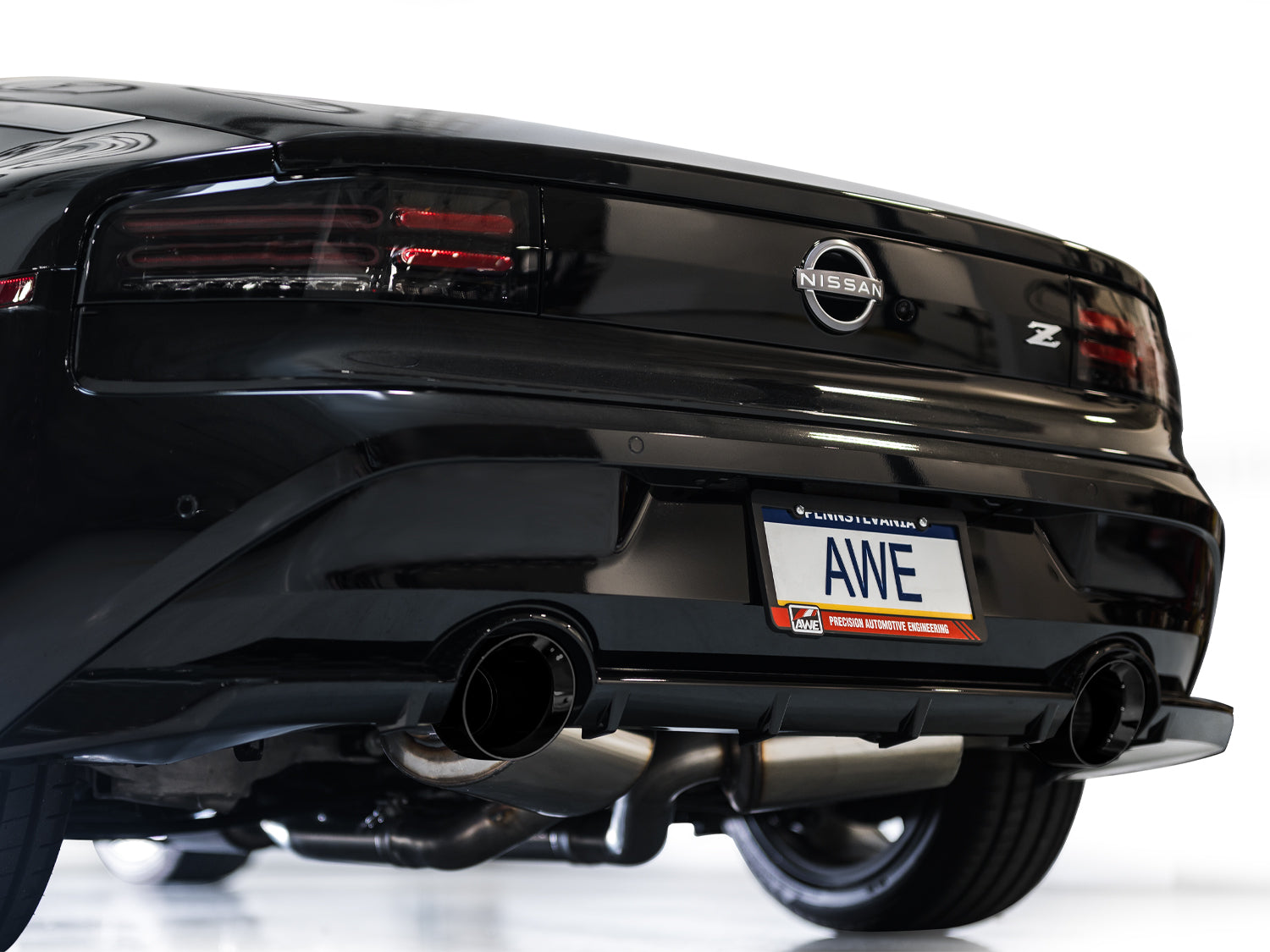AWE Touring Edition Exhaust for Nissan Z - Diamond Black Tips - Mounted