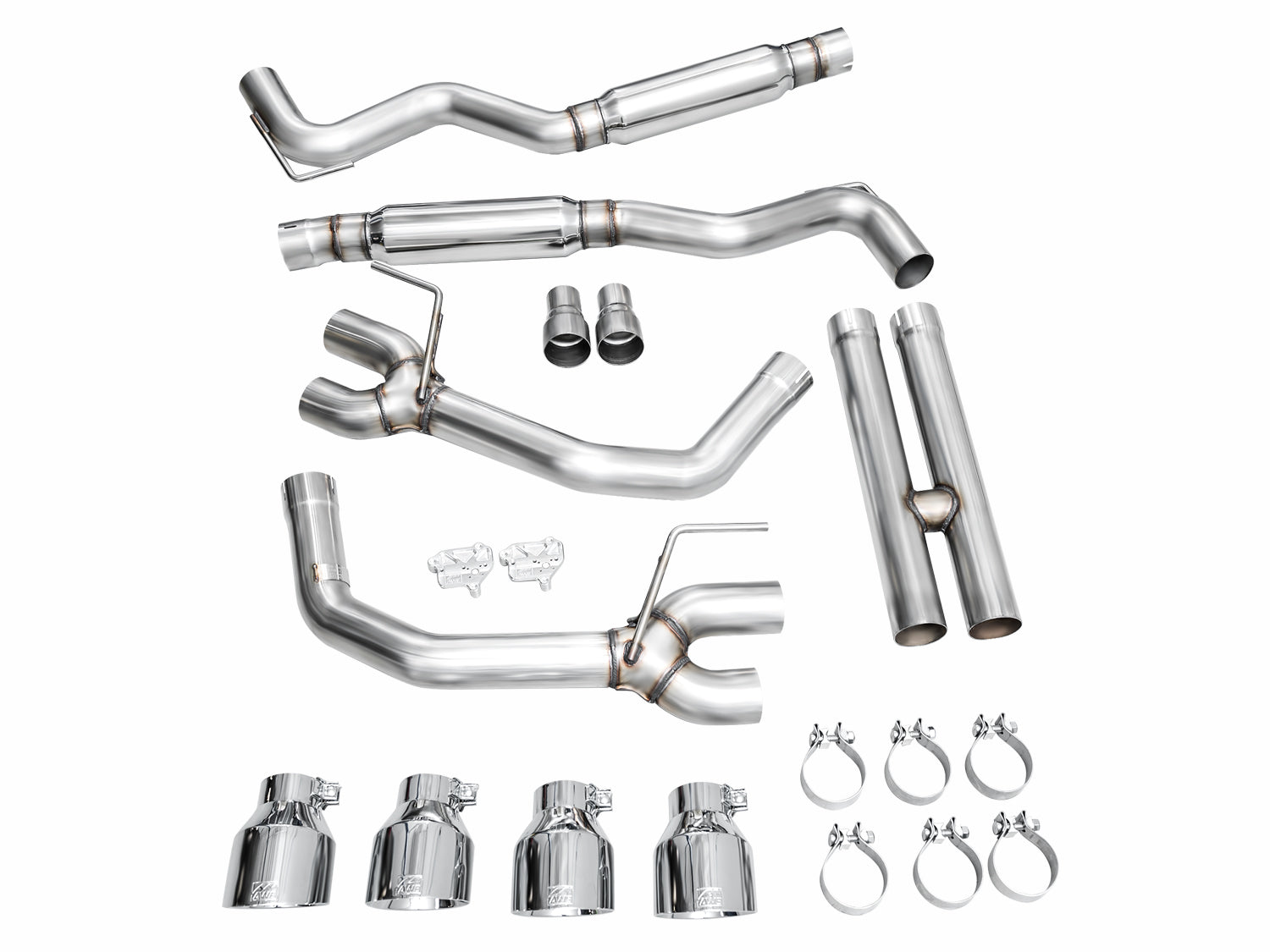 AWE Track Edition Exhaust for S650 Ford Mustang Dark Horse - Quad Chrome Silver Tips - out of package