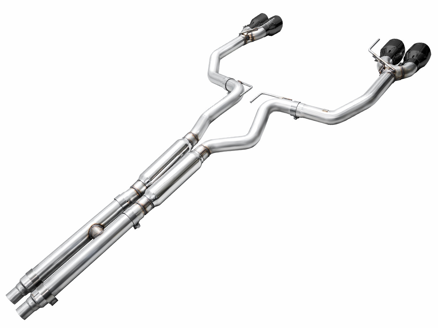 AWE Track Edition Exhaust for S650 Ford Mustang GT Fastback - Quad Diamond Black Tips - out of package