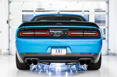 AWE Touring Edition Exhaust for 15+ Challenger 6.4 / 6.2 SC - Diamond Black Quad Tips - Mounted