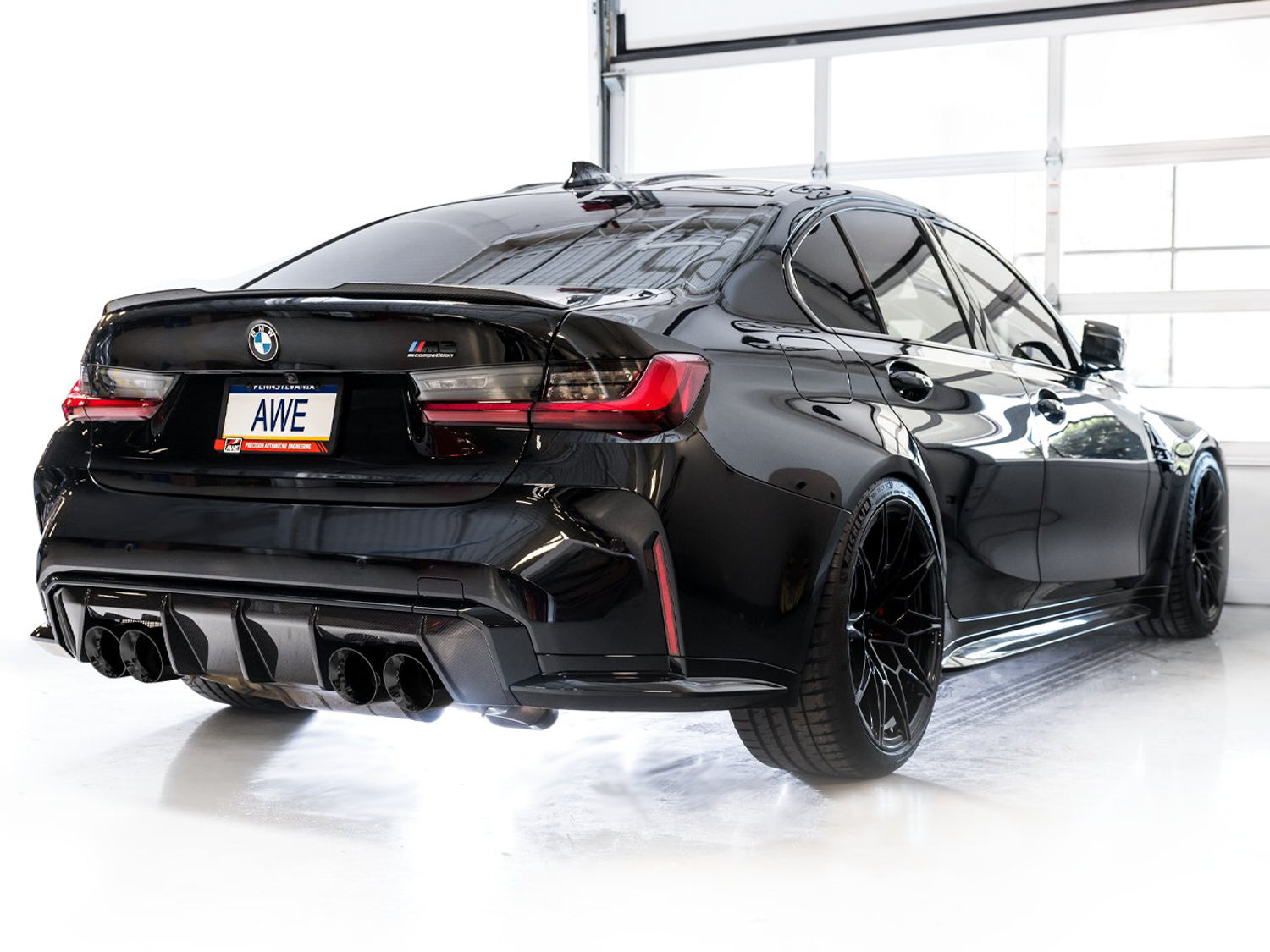 AWE Track Edition Catback Exhaust for BMW G8X M3/M4 - Diamond Black Tips - Mounted
