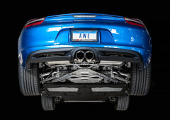 AWE Performance Exhaust System for Porsche 981 - With Chrome Silver Tips - Mounted