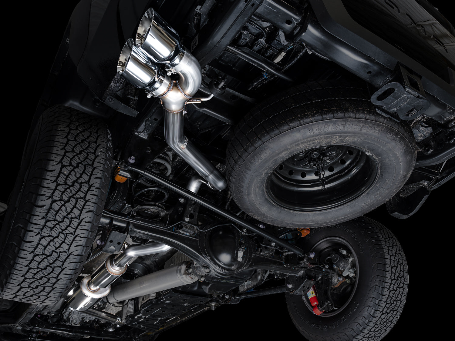 AWE 0FG Exhaust for 4th Gen Toyota Tacoma - Dual Chrome Silver Tips - Mounted