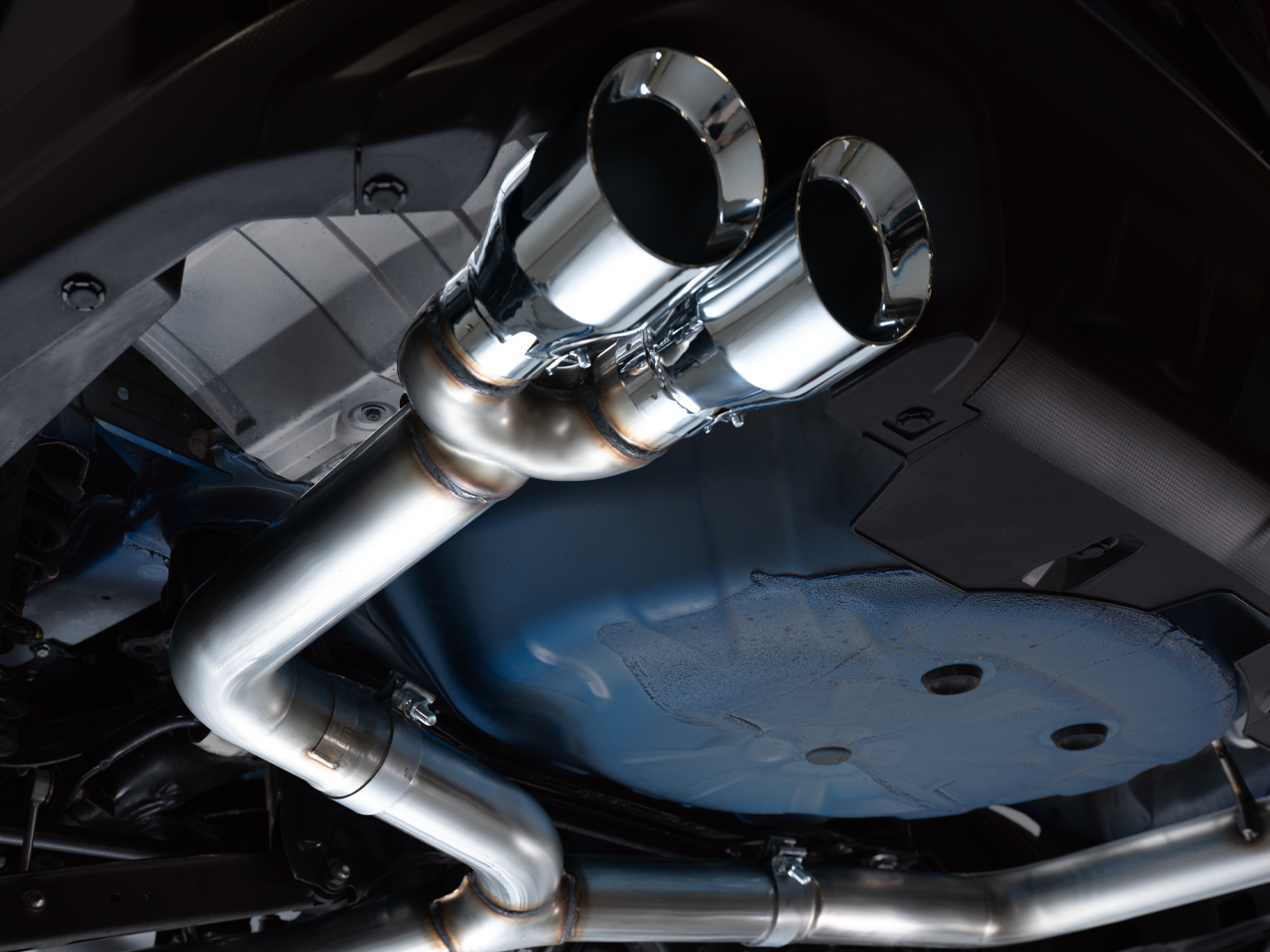 AWE Track Edition Exhaust for VB Subaru WRX - Chrome Silver Tips - Mounted