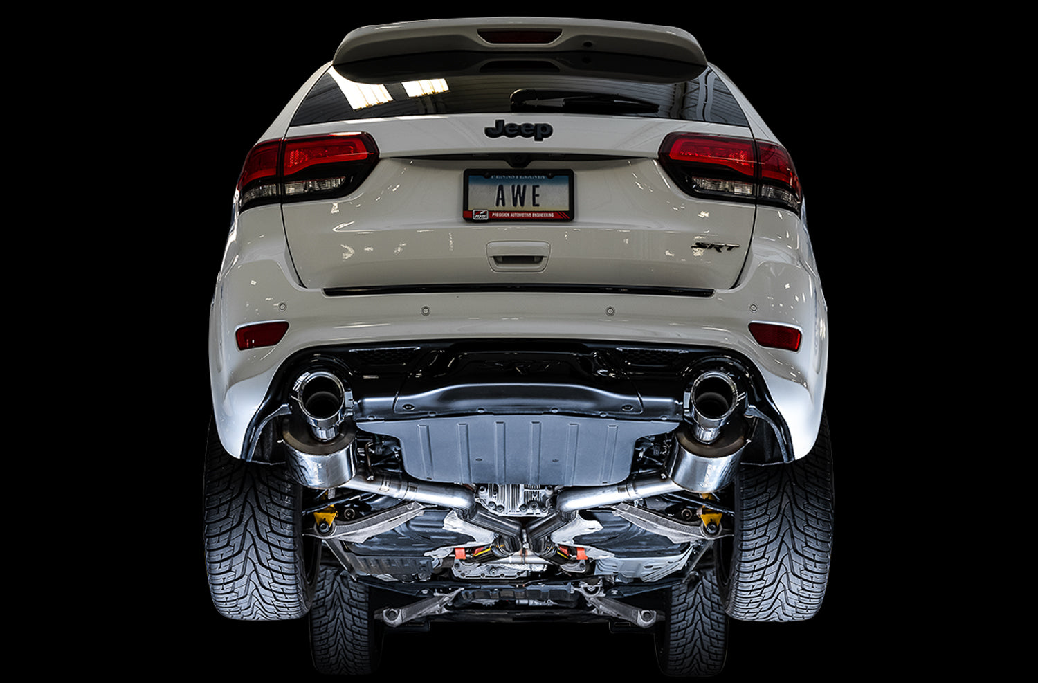 AWE Track Edition Exhaust for Jeep Grand Cherokee SRT - Chrome Silver Tips - Mounted
