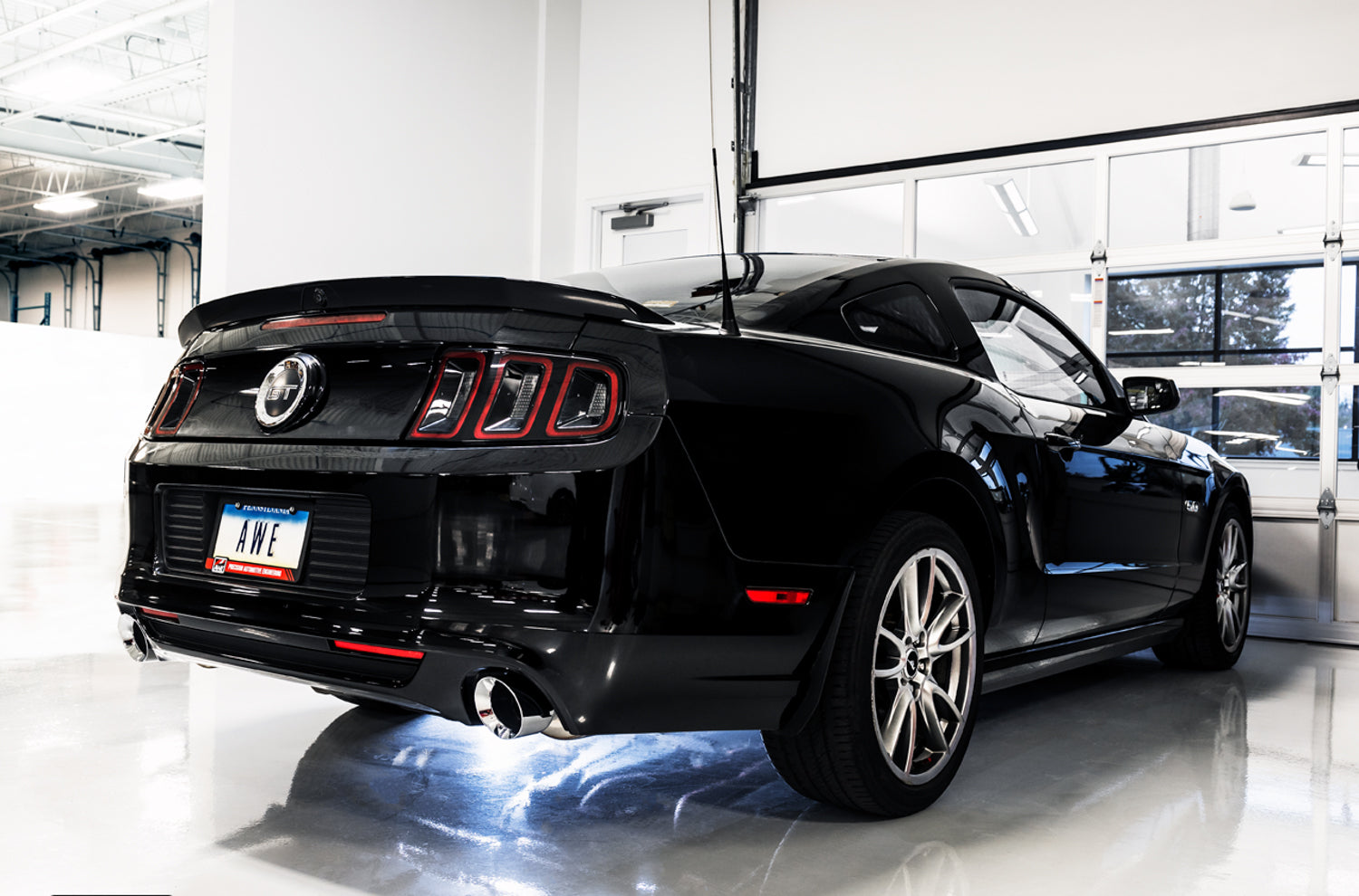AWE Touring Edition Axle-back Exhaust for the S197 Ford Mustang GT - Chrome Silver Tips - Mounted