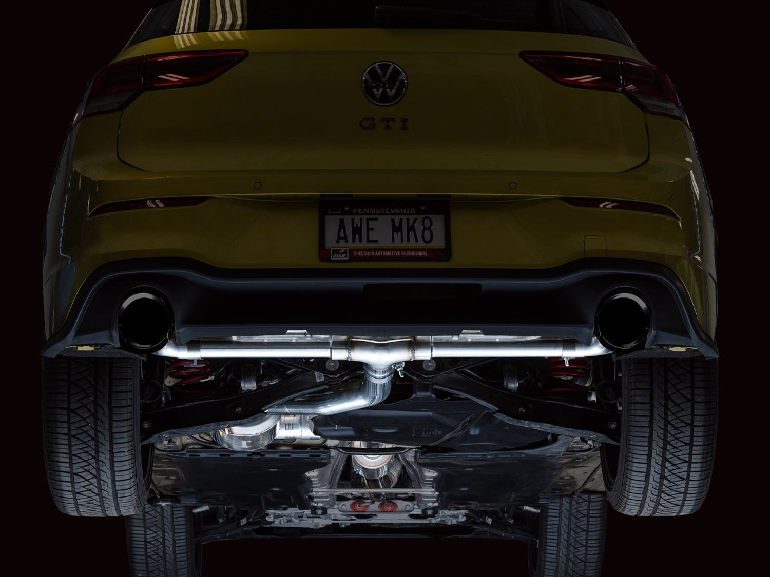 AWE Touring Edition Exhaust for VW MK8 GTI - Diamond Black Tips - Mounted