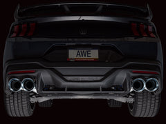 AWE Track Edition Exhaust for S650 Ford Mustang Dark Horse - Quad Chrome Silver Tips - Mounted