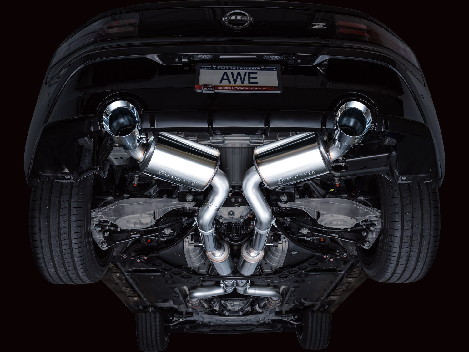 AWE Touring Edition Exhaust for Nissan Z - Chrome Silver Tips - Mounted
