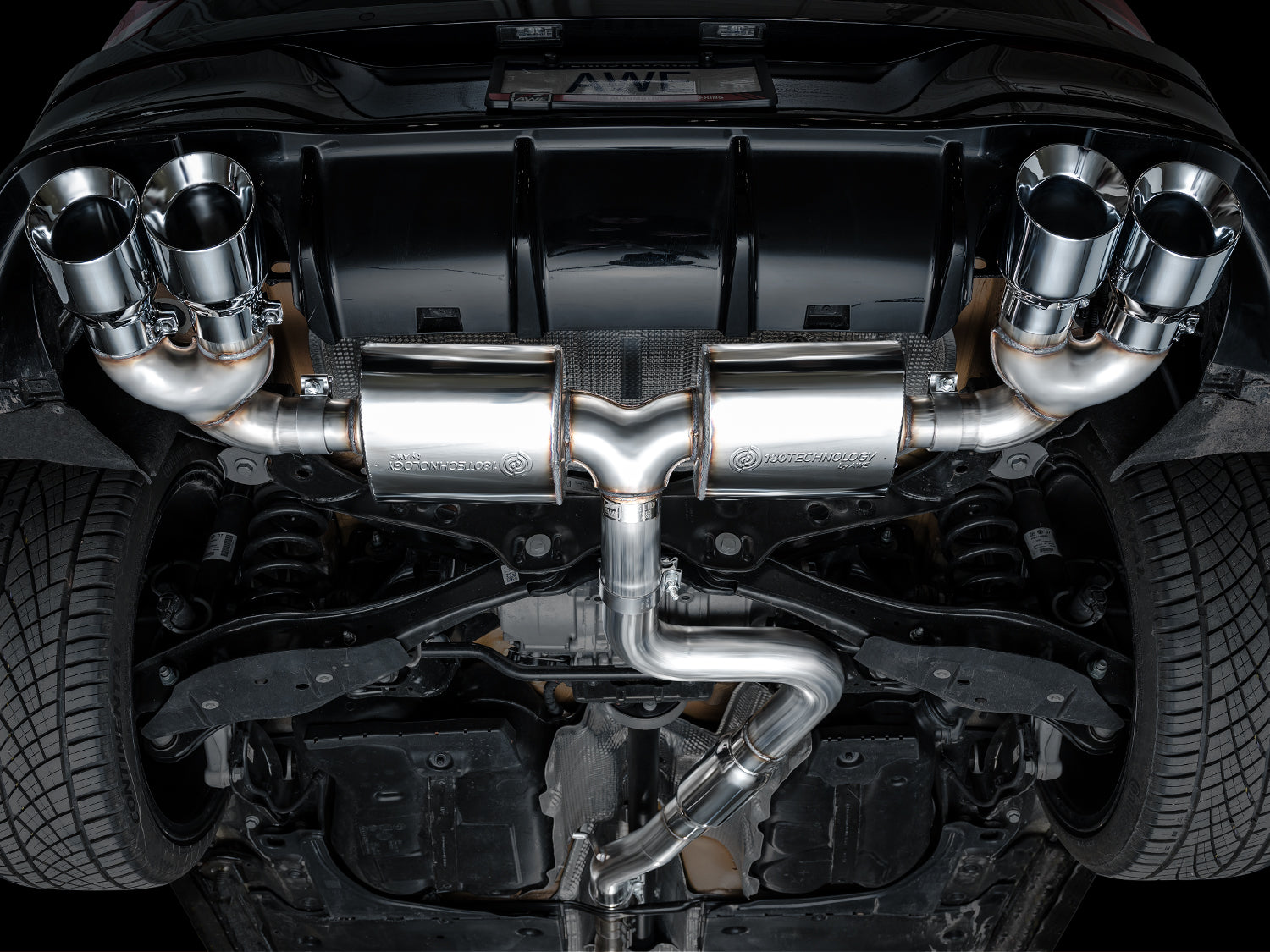 AWE Touring Edition Exhaust for Volkswagen MK8 Golf R - Chrome Silver Tips - Mounted