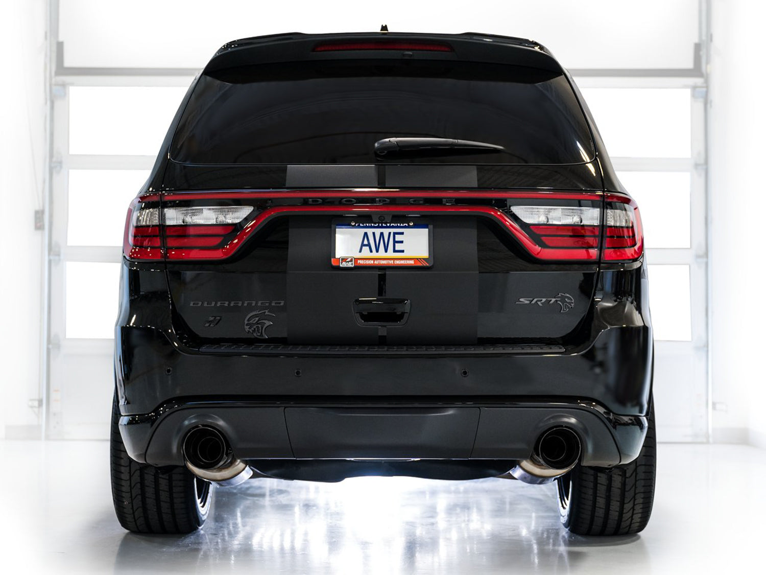AWE Track Edition Exhaust for Dodge Durango 6.4 / 6.2 SC - Diamond Black Tips - Mounted