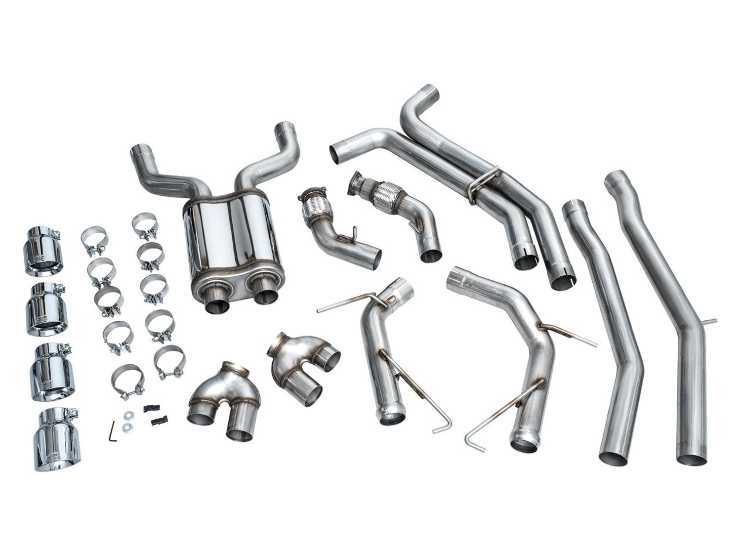 AWE Track Edition Exhaust for Audi C8 S6/S7 - Chrome Silver Tips - out of package