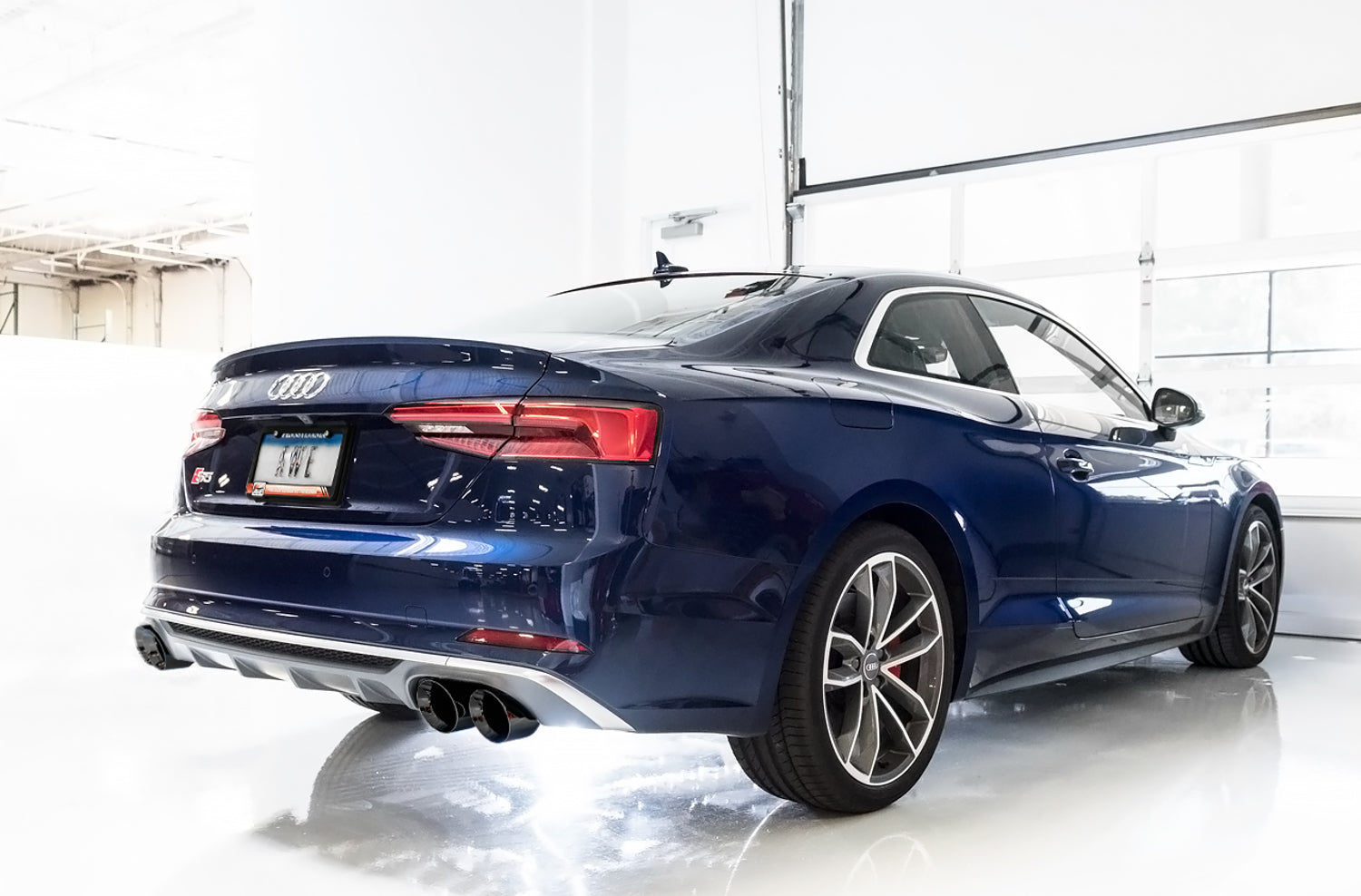 AWE SwitchPath™ Exhaust for Audi B9 S5 Coupe - Diamond Black 102mm Tips - Mounted