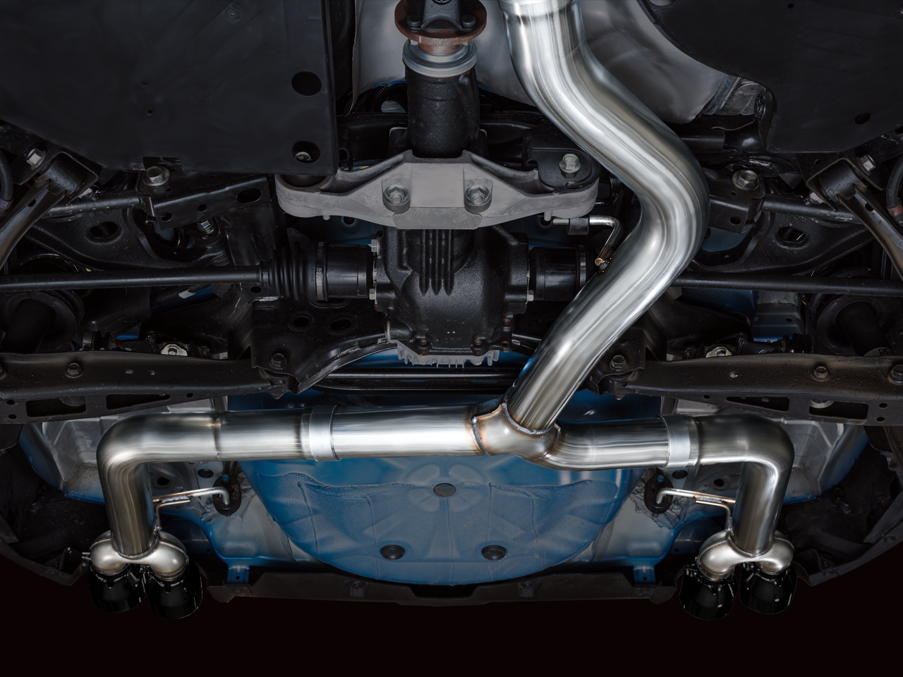 AWE Track Edition Exhaust for VB Subaru WRX - Diamond Black Tips - Mounted