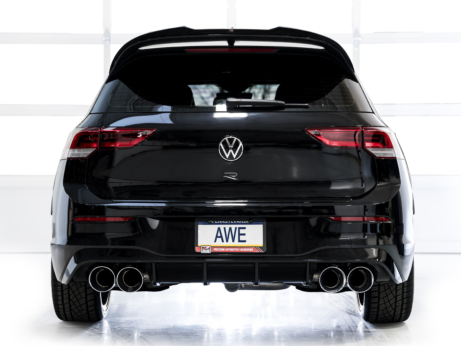 AWE Touring Edition Exhaust for Volkswagen MK8 Golf R - Chrome Silver Tips - Mounted