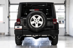 AWE Tread Edition Axleback Dual Exhaust for Jeep JK/JKU 3.6L - Chrome Silver Tips - Mounted