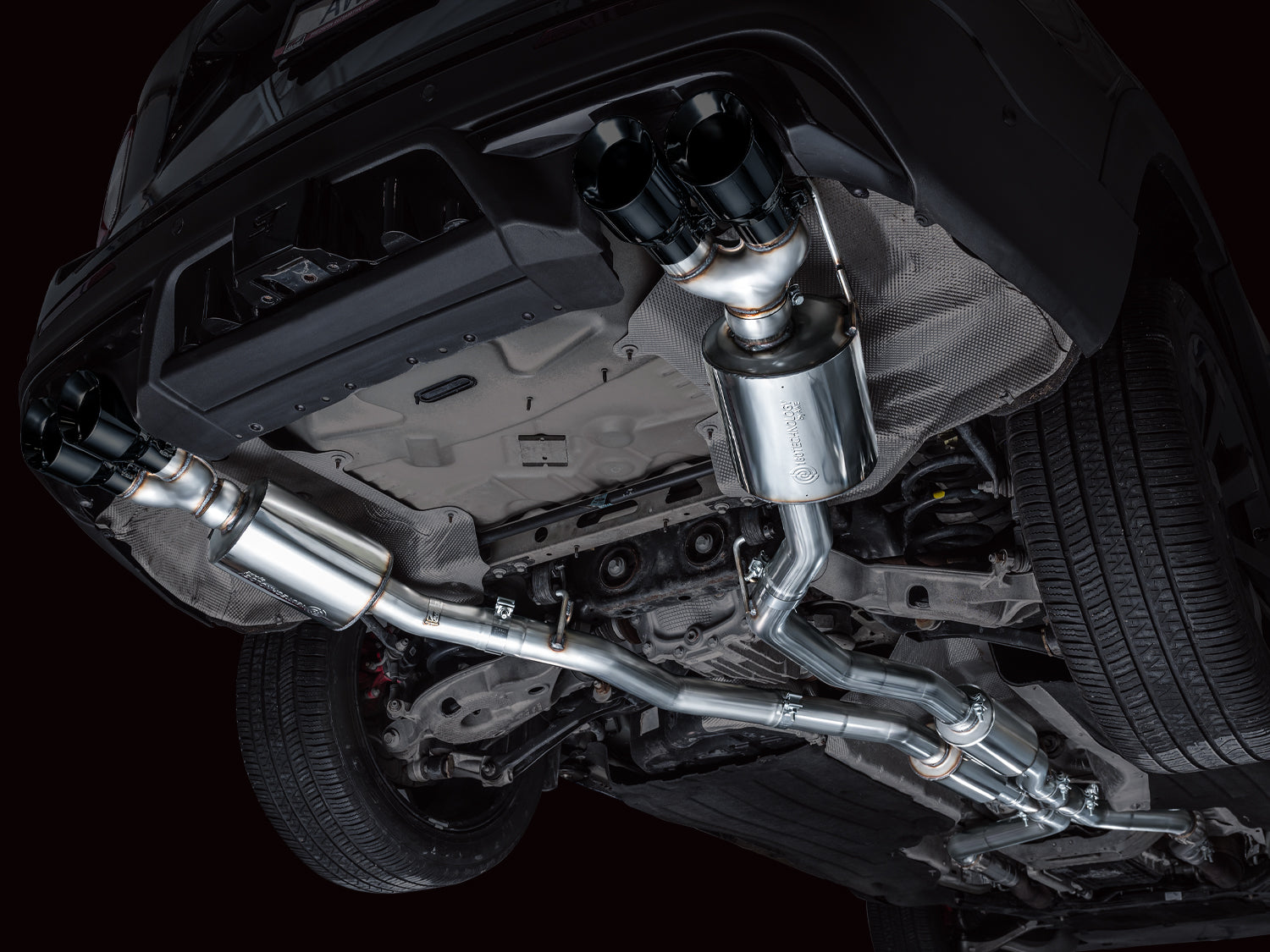 AWE Touring Edition Exhaust for Ford Explorer ST - Diamond Black Tips - Mounted