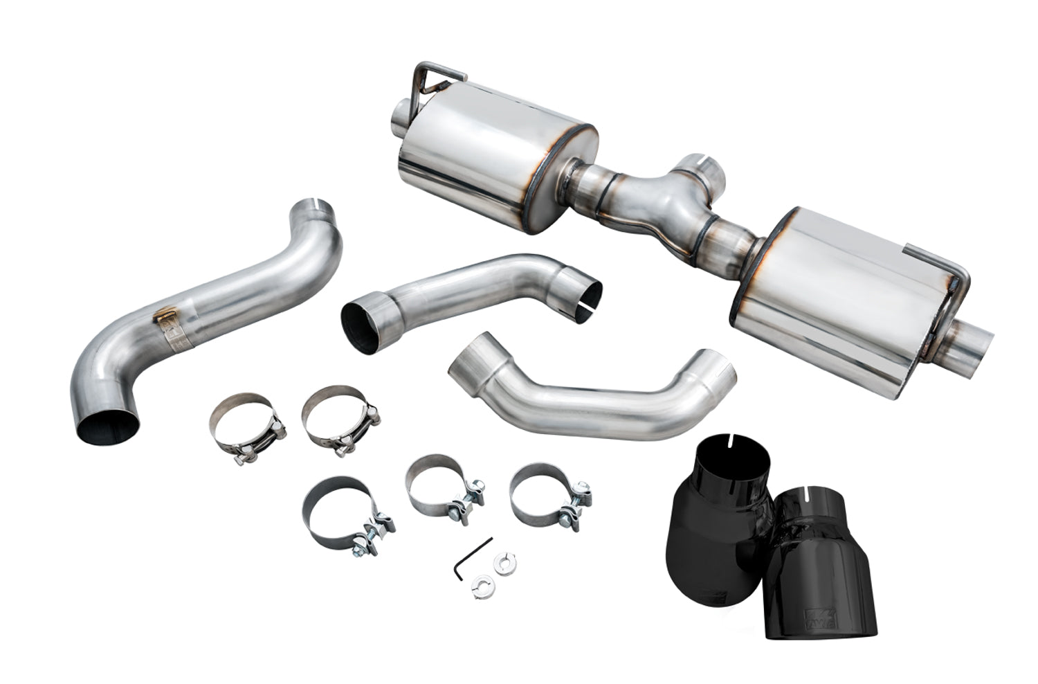 AWE Tread Edition Axleback Dual Exhaust for Jeep JL/JLU 3.6L/2.0T - Diamond Black Tips - out of package