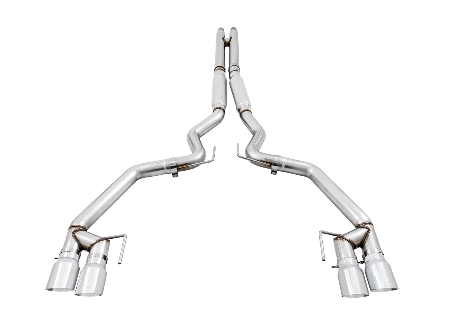 AWE Track Edition Cat-back Exhaust for the 2018+ Mustang GT - Quad Chrome Silver Tips - out of package