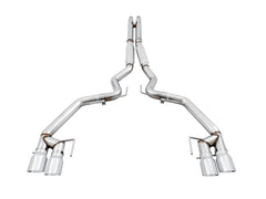 AWE Track Edition Cat-back Exhaust for the 2018+ Mustang GT - Quad Chrome Silver Tips - out of package