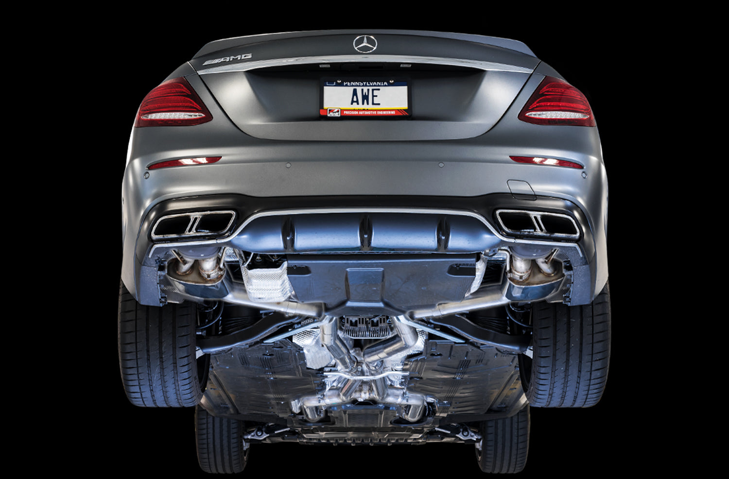 AWE SwitchPath™ Exhaust for W213 AMG E63/S Sedan / Wagon (for Non-AMG Performance Exhaust Cars) - Mounted