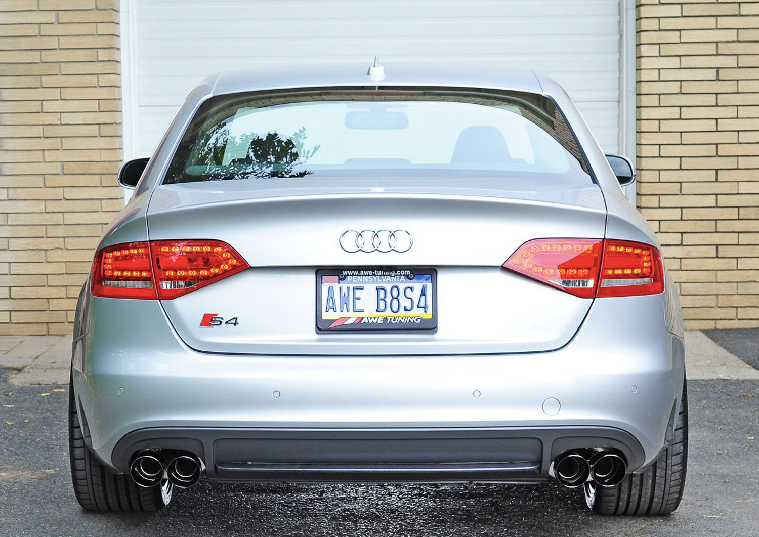 AWE Touring Edition Exhaust for Audi B8 S4 3.0T - Diamond Black Tips (90mm) - Mounted