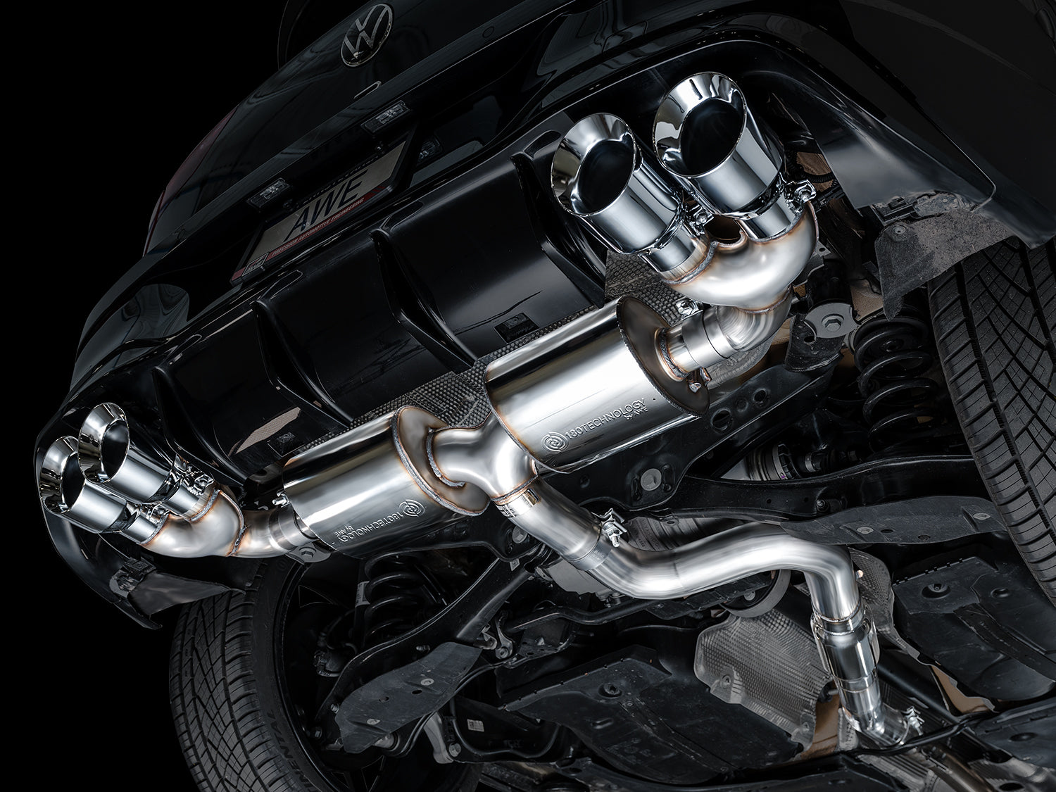 AWE Touring Edition Exhaust for Volkswagen MK8 Golf R - Chrome Silver Tips - Mounted