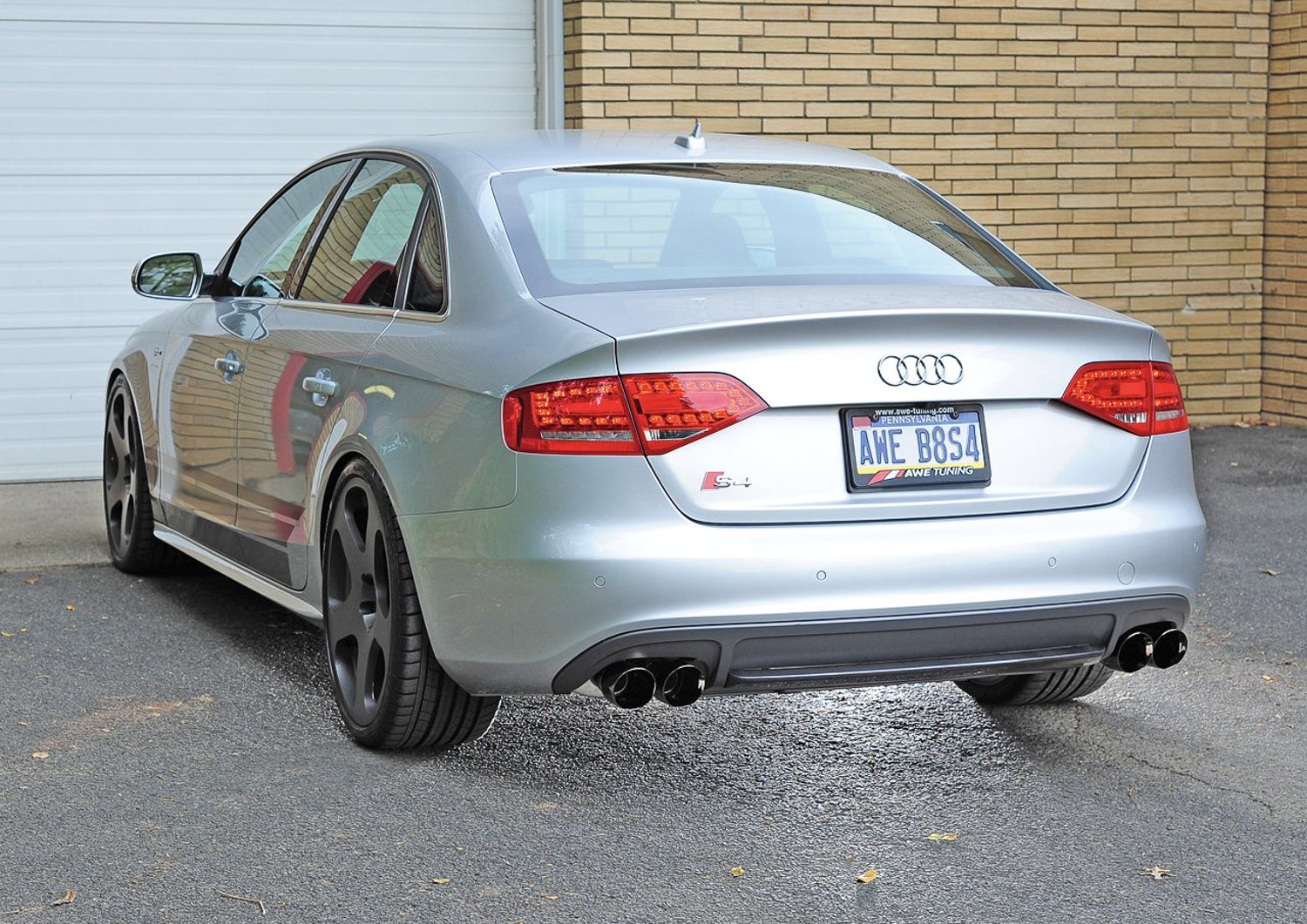 AWE Track Edition Exhaust for Audi B8 S4 3.0T - Chrome Silver Tips (90mm) - Mounted