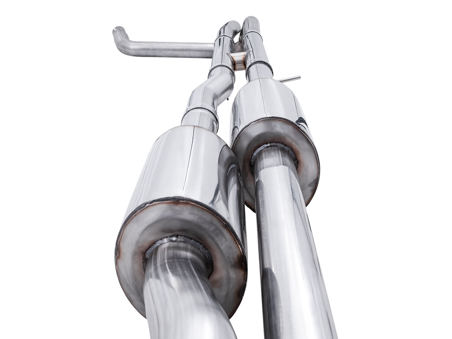 AWE 0FG Catback Split Rear Exit Exhaust for 4th Gen Silverado/Sierra 1500 6.2L (with bumper cutouts) - Quad Chrome Silver Tips - Close Up