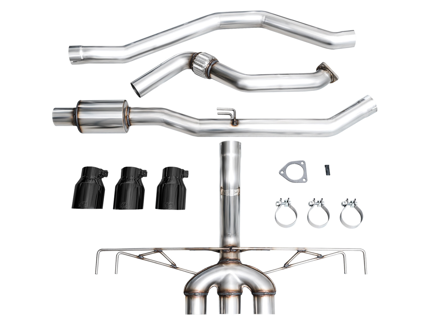 AWE Track Edition Exhaust for FL5 Civic Type R - Triple Diamond Black Tips - out of package