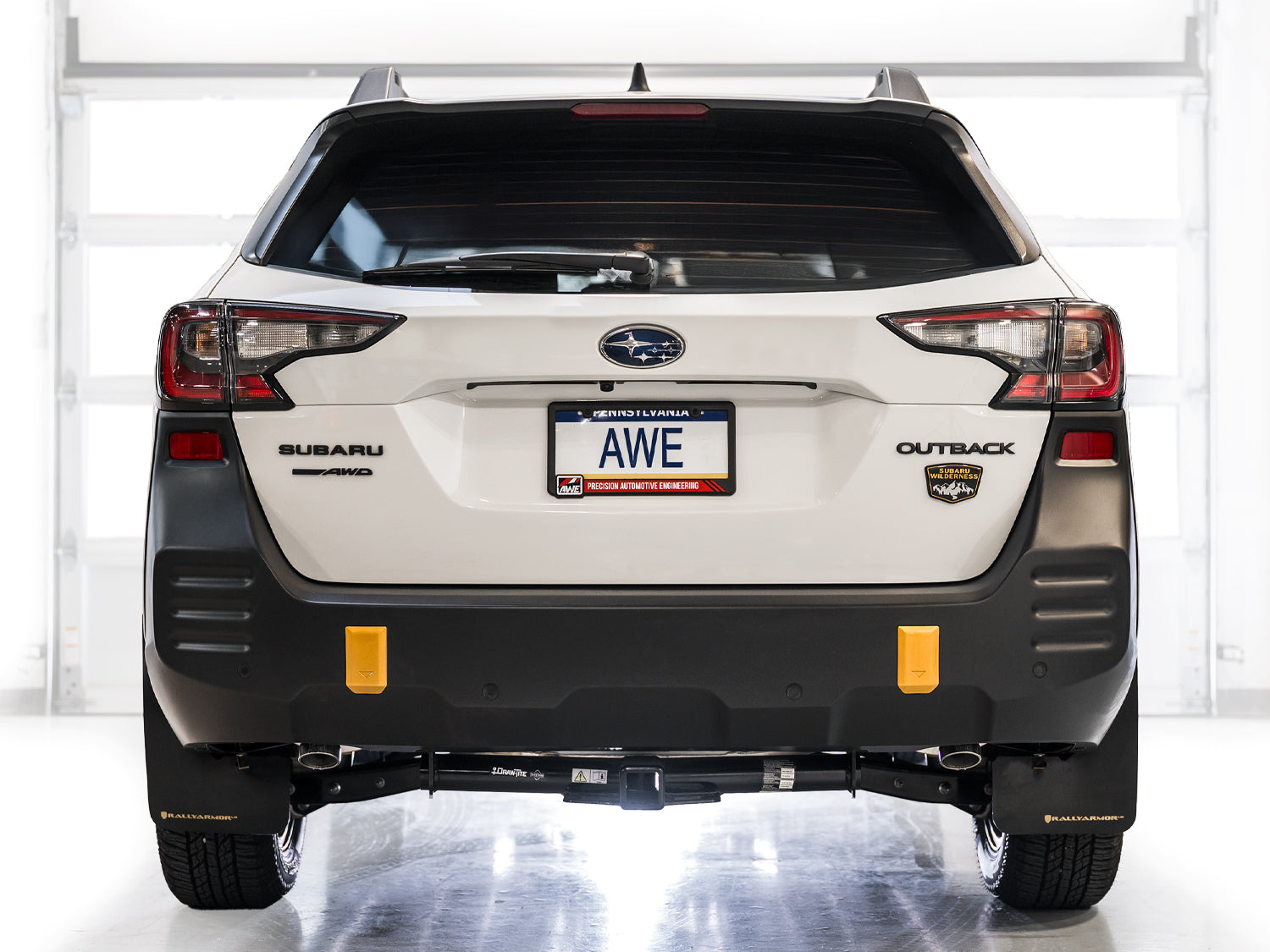 AWE 0FG Exhaust for Subaru Outback 2.4T - Dual BashGuards - Mounted