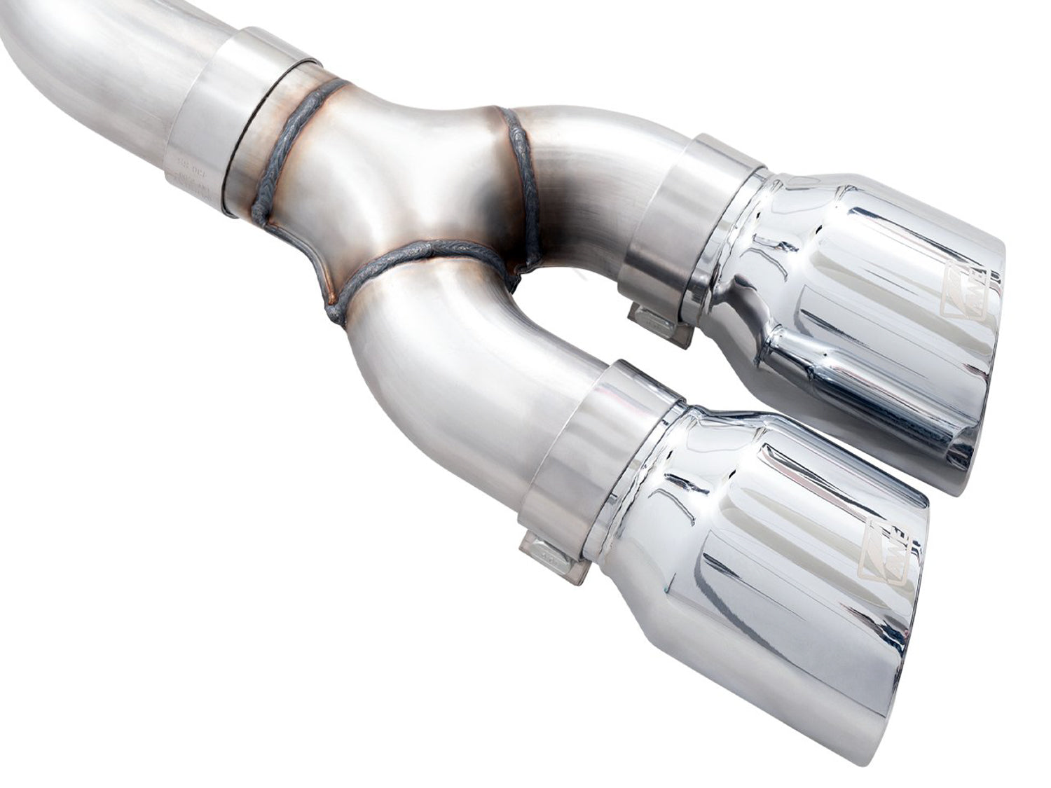 AWE 0FG Dual Side Exit Exhaust for '21+ Ford F-150 - 4.5" Chrome Silver Tips - Close Up