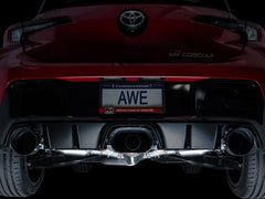AWE Track Edition Exhaust for GR Corolla - Diamond Black Tips - Mounted