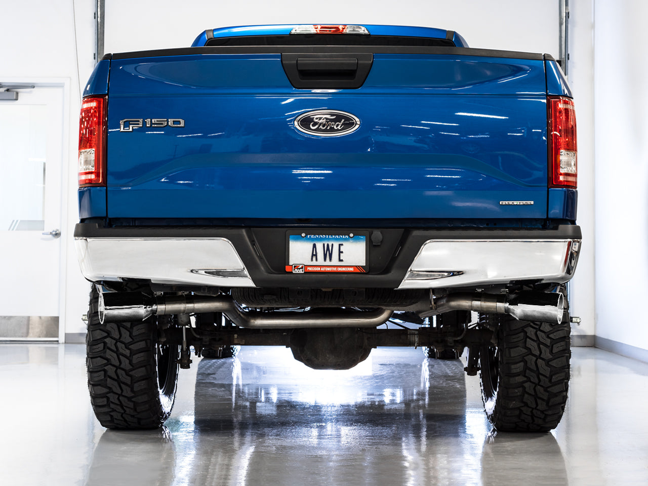 AWE 0FG Dual Exit Exhaust for '15-'20 F-150 - 5" Chrome Silver Tips - Primary