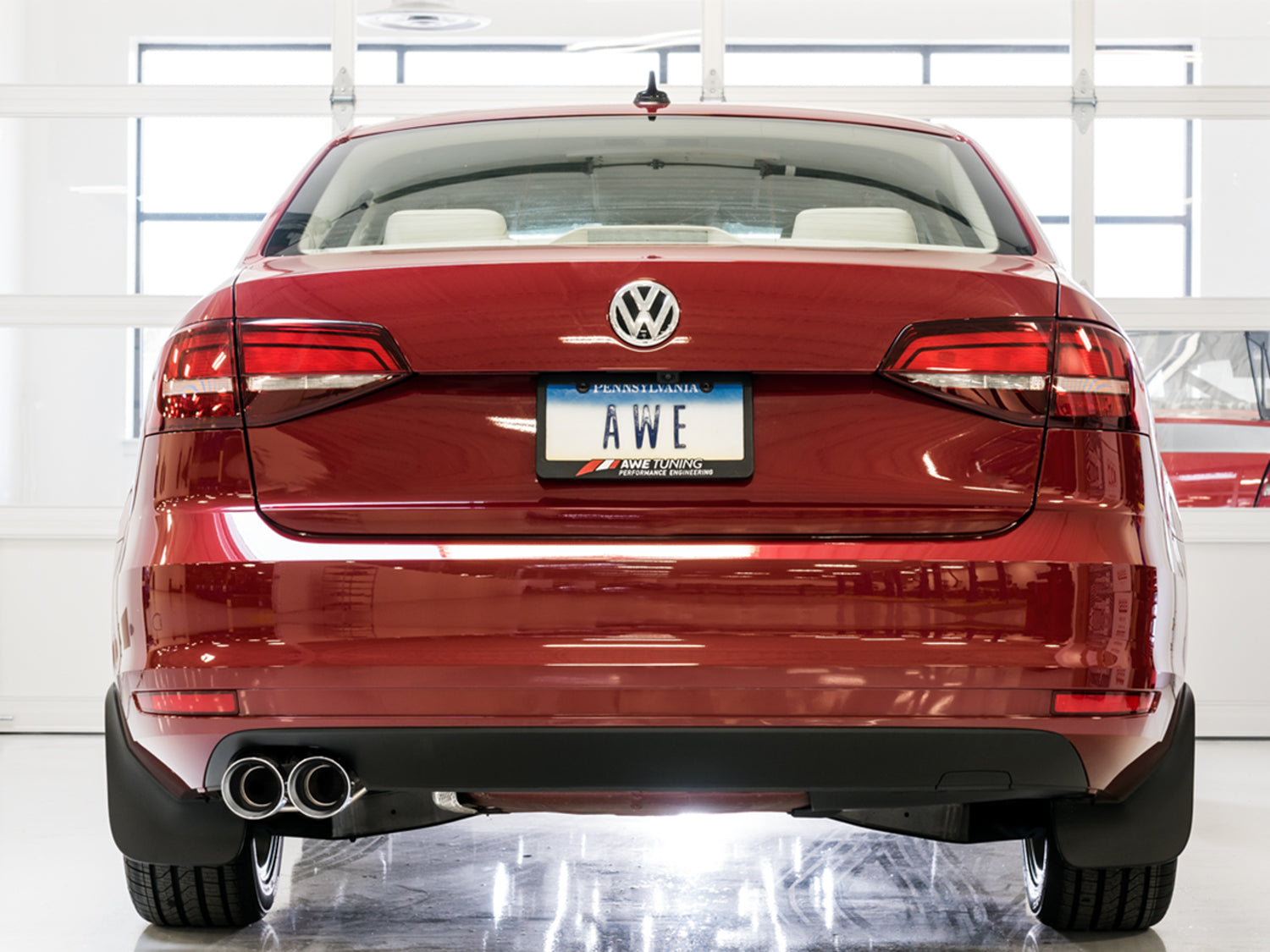 AWE Track Edition Exhaust for MK6 Jetta 1.4T - Chrome Silver Tips - Mounted