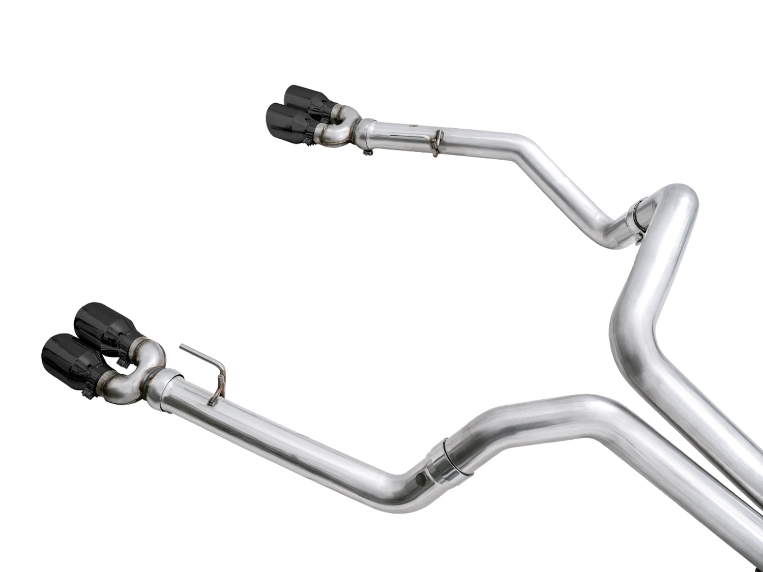 AWE 0FG Catback Split Rear Exit Exhaust for 4th Gen Silverado/Sierra 1500 6.2L (With Bumper Cutouts) - Quad Diamond Black Tips - out of package