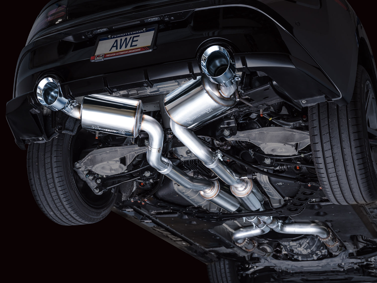 AWE Touring Edition Exhaust for Nissan Z - Chrome Silver Tips - Mounted
