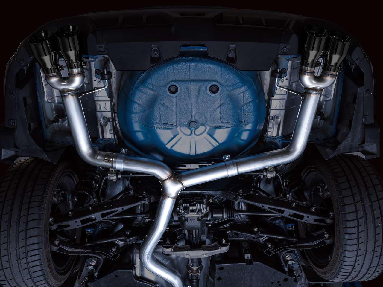 AWE Track Edition Exhaust for VB Subaru WRX - Diamond Black Tips - Mounted