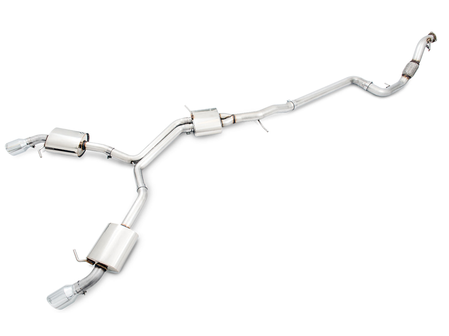AWE Touring Edition Exhaust for B9 A4, Dual Outlet - Chrome Silver Tips (includes DP) - Primary