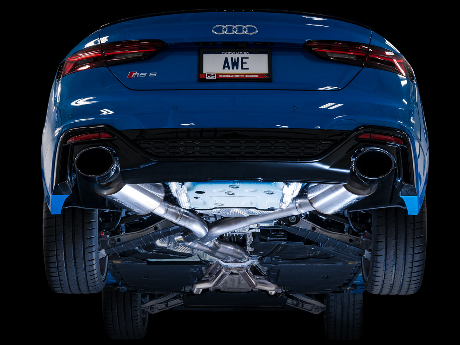 AWE Touring Edition Exhaust for Audi B9.5 RS 5 Sportback - Diamond Black RS-style Tips - Mounted
