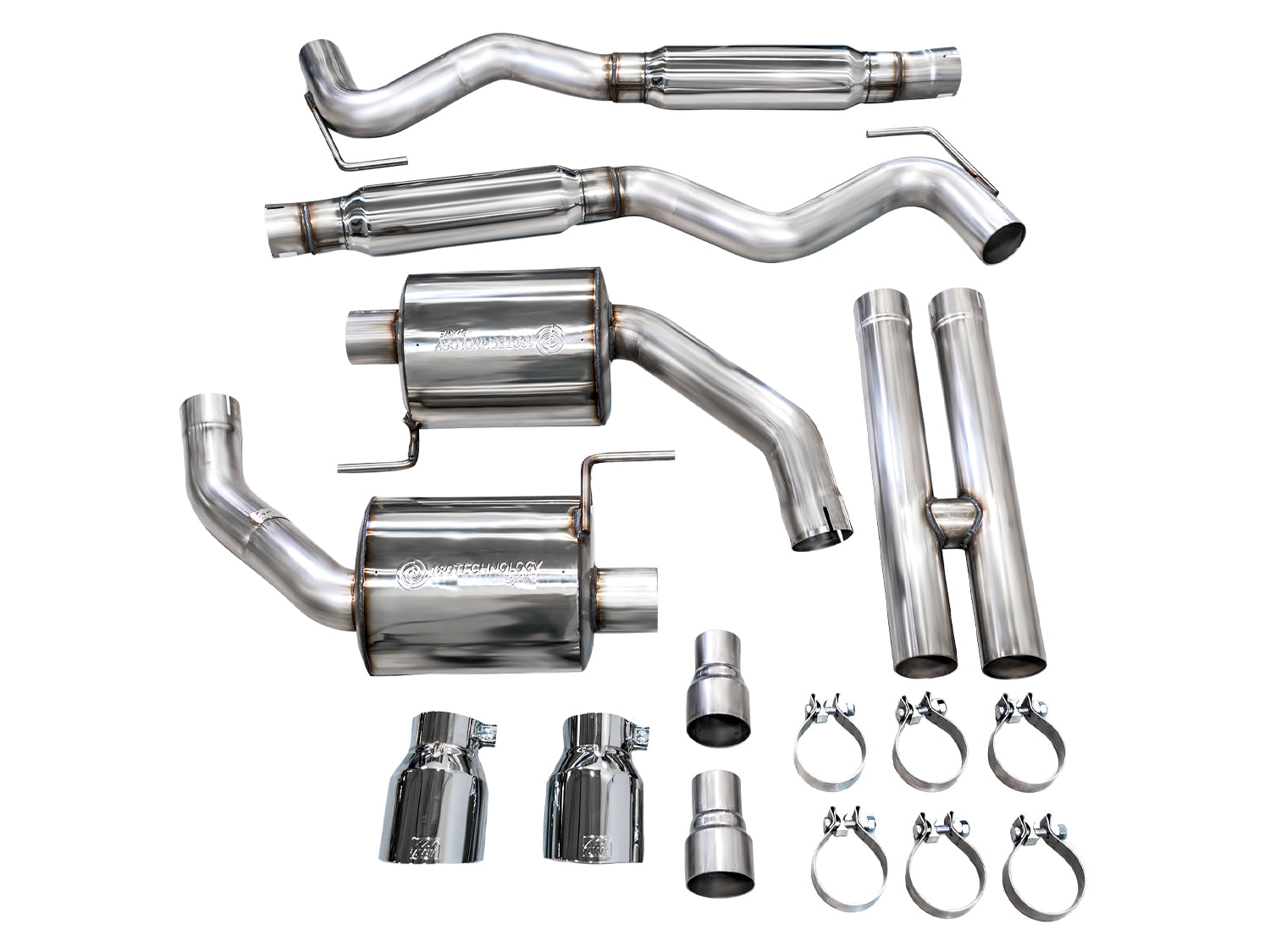 AWE Touring Edition Exhaust for S650 Ford Mustang GT Fastback - Dual Chrome Silver Tips - out of package