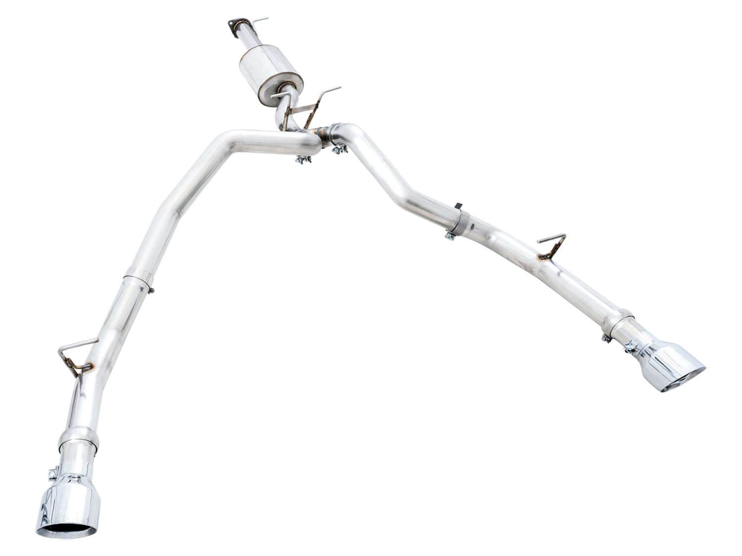 AWE 0FG Dual Rear Exit Catback for 5th Gen RAM 1500 5.7L (with bumper cutouts) - Chrome Silver Tips - out of package