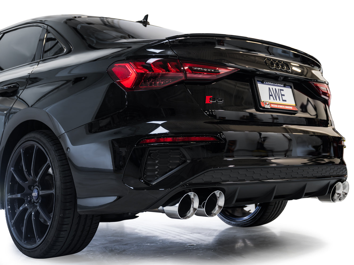 AWE Touring Edition Exhaust for Audi 8Y S3 - Chrome Silver Tips - Mounted