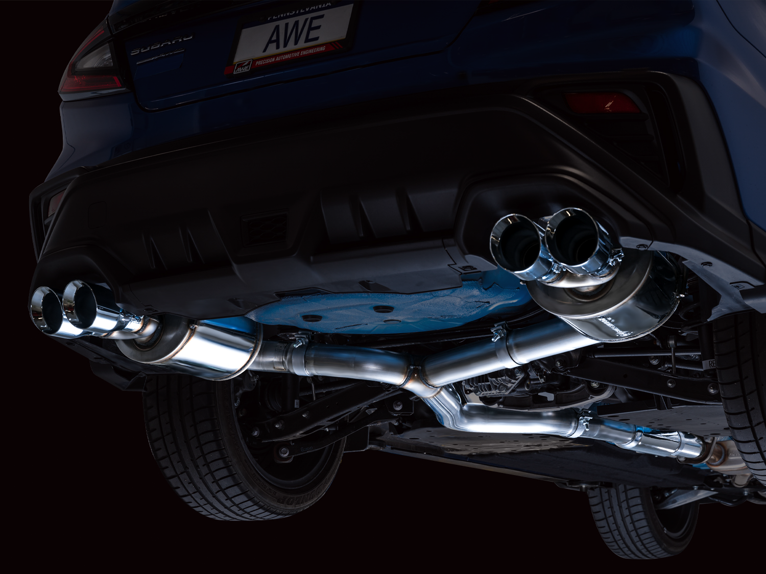 AWE Touring Edition Exhaust for VB Subaru WRX - Chrome Silver Tips - Mounted