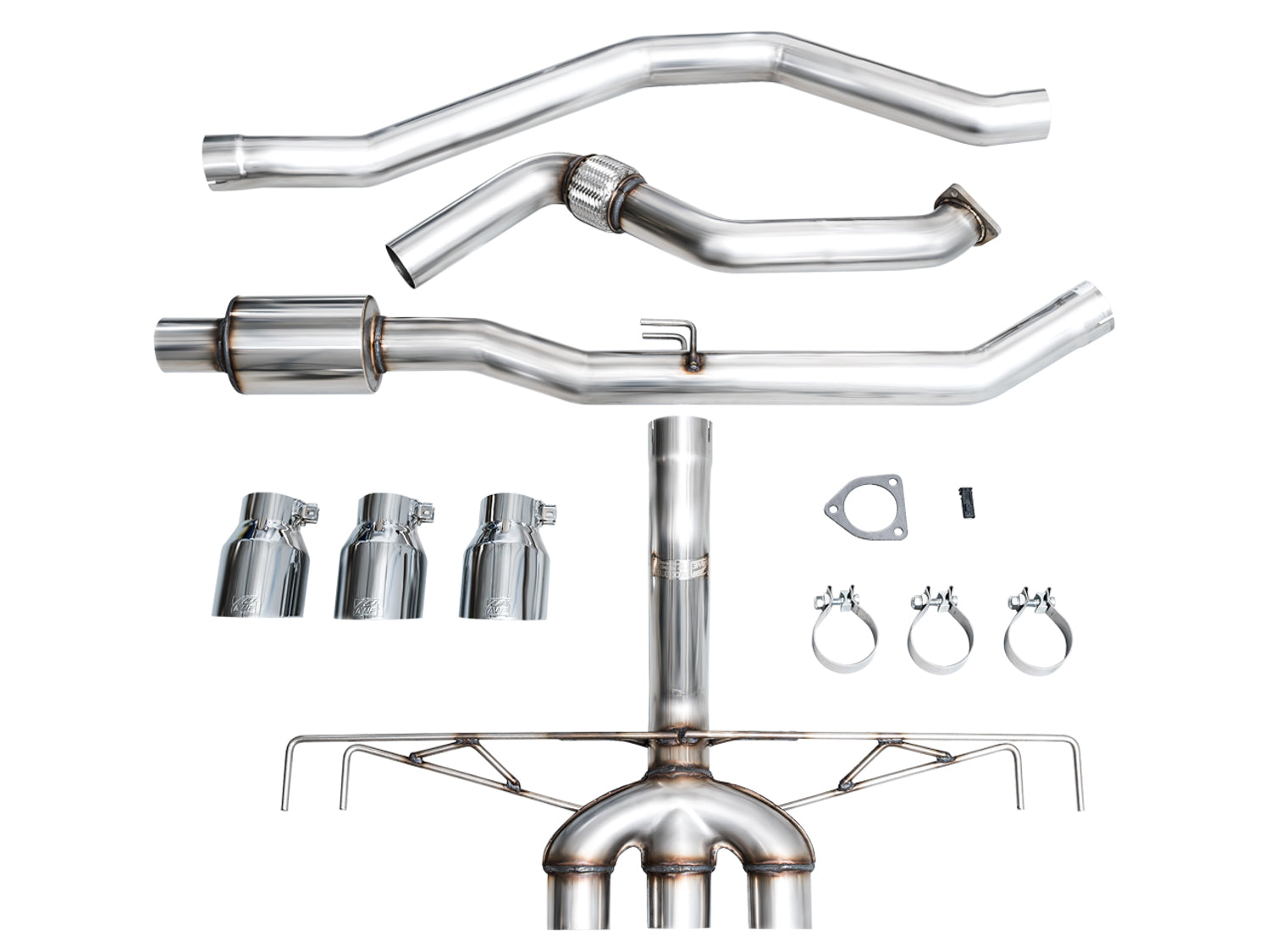 AWE Track Edition Exhaust for FL5 Civic Type R - Triple Chrome Silver Tips - out of package
