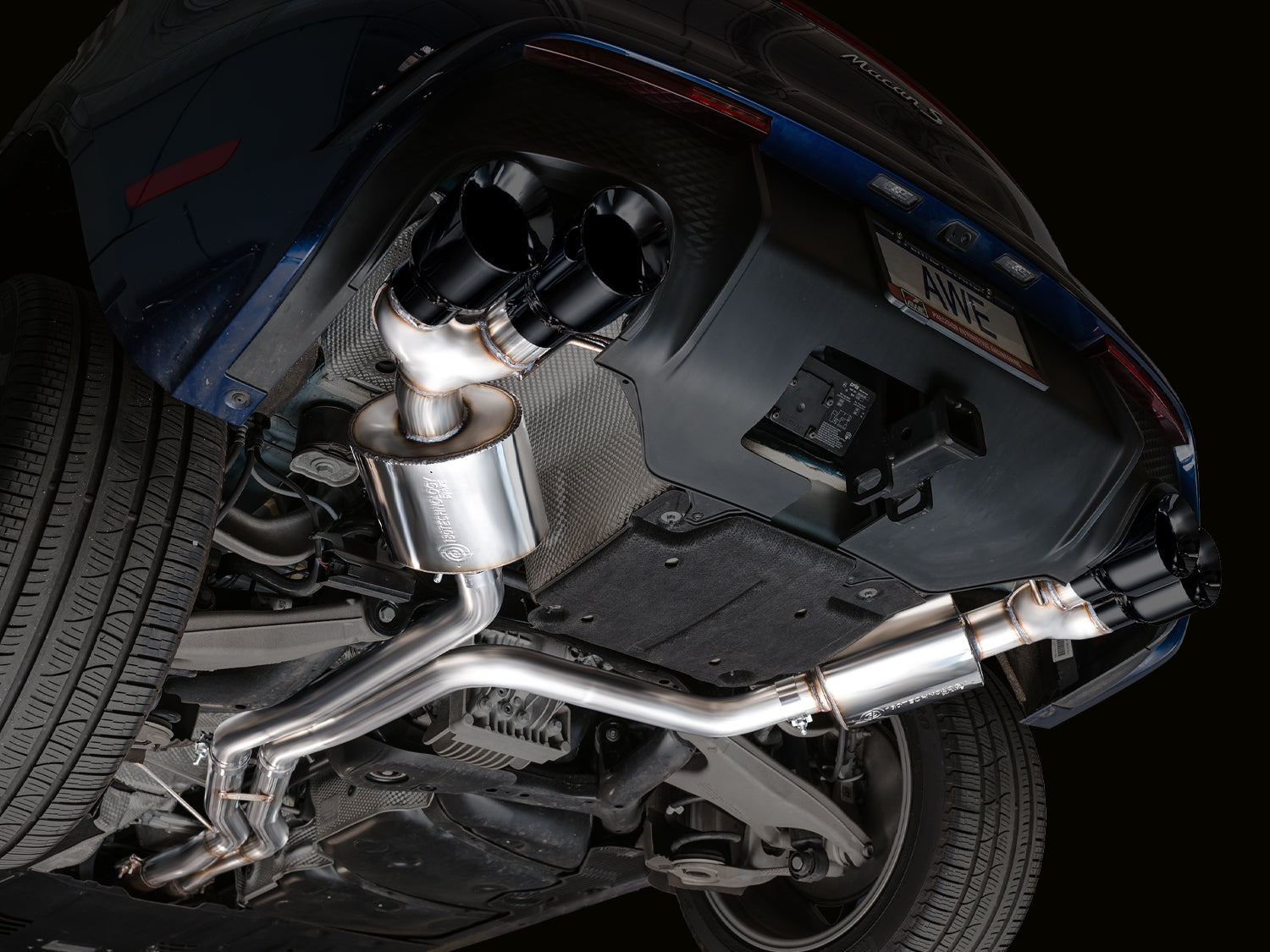 AWE Touring Edition Catback Exhaust for '19-'21 Porsche Macan 3.0T/2.9TT - Diamond Black Tips - Mounted