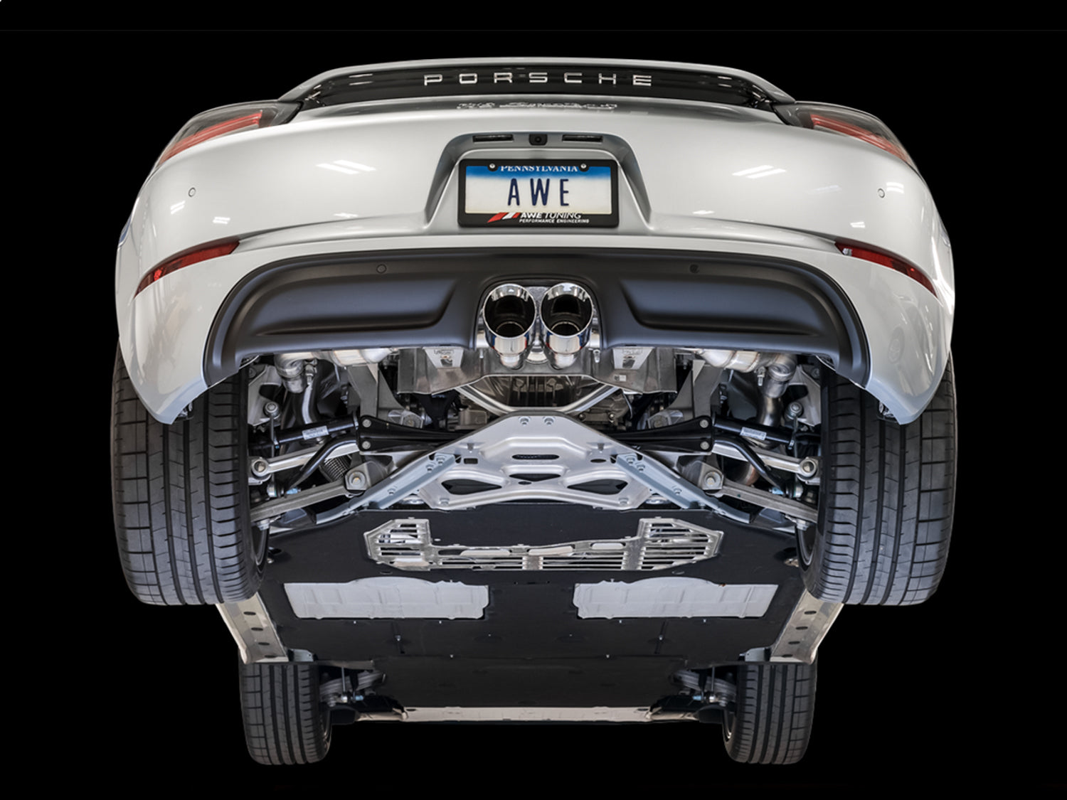 AWE Touring Edition Exhaust for Porsche 718 Boxster / Cayman - Chrome Silver Tips - Mounted
